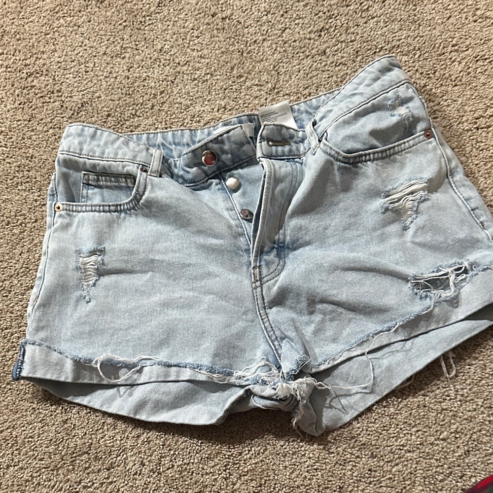 H&M Light Blue Distressed Jean Shorts
